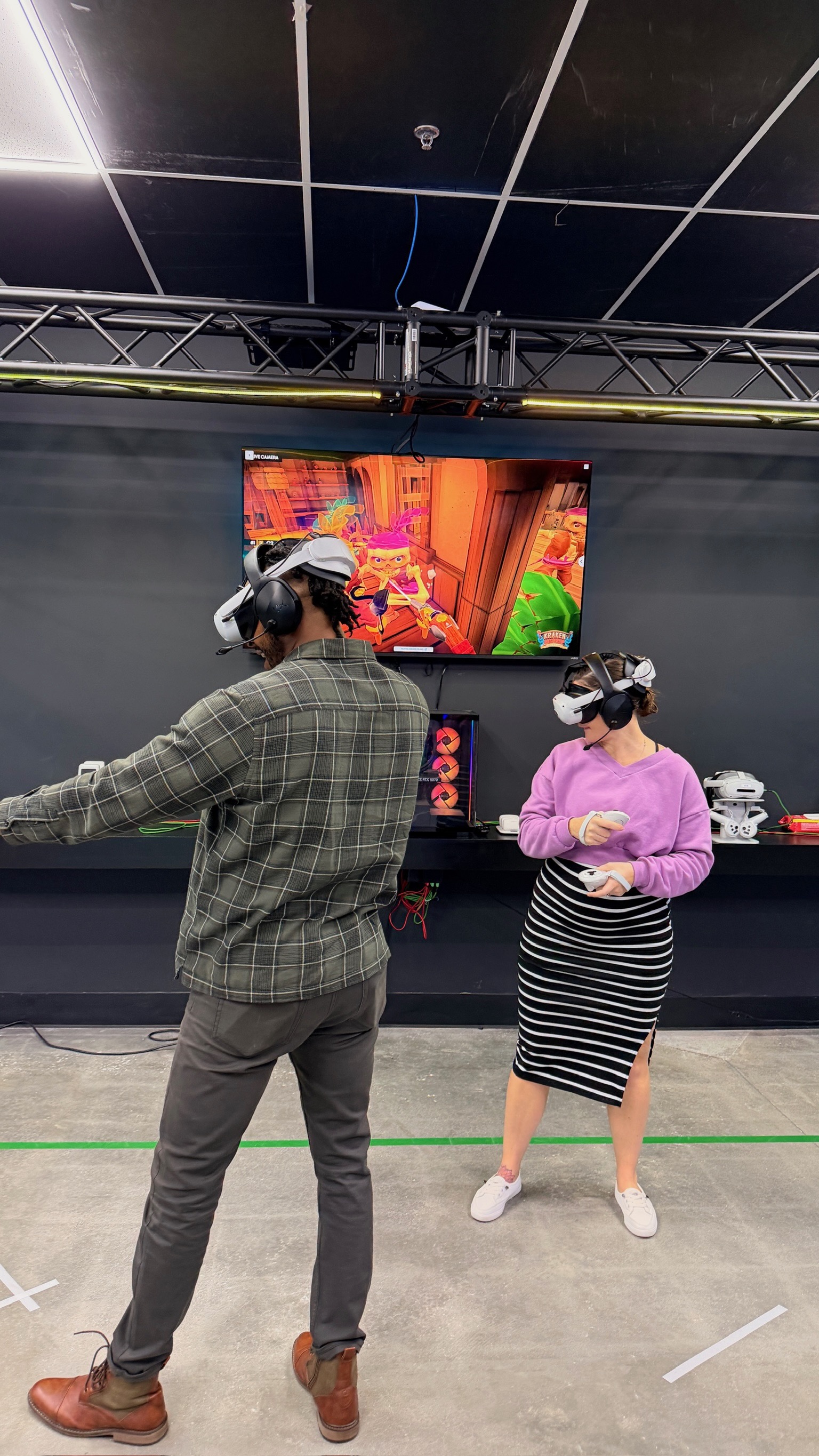 Players in VR headsets